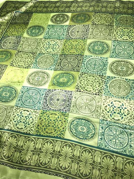 Green Satin Square Scarf | Scarves1938