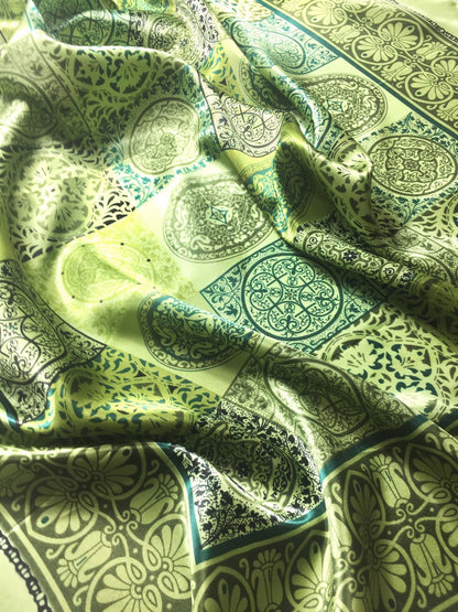 Green Satin Square Scarf | Scarves1938