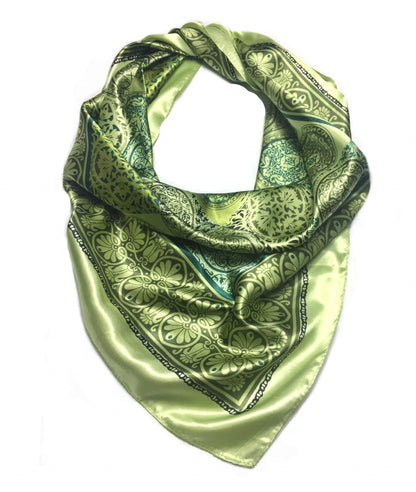 Green Satin Square Scarf | Scarves1938