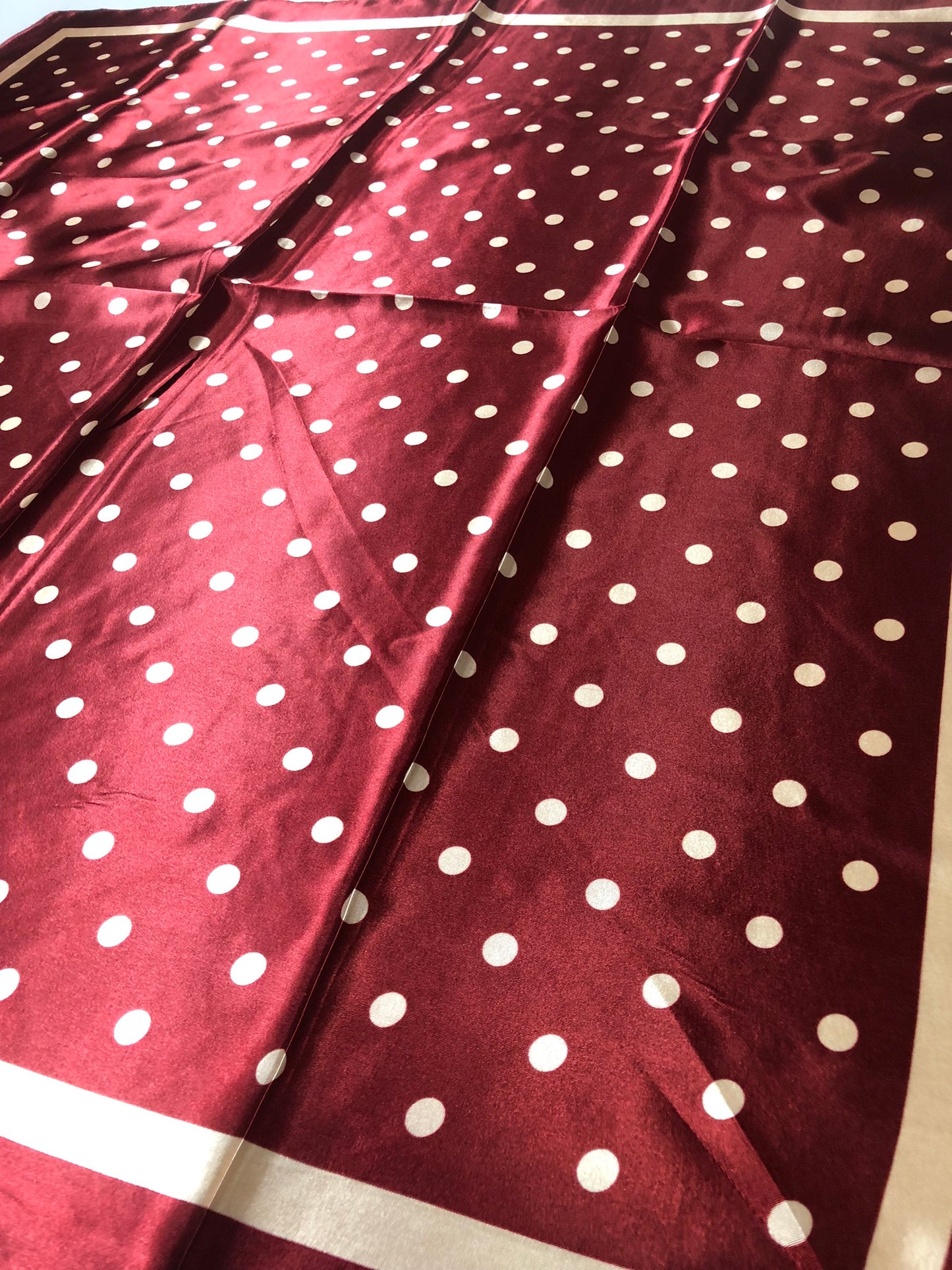 Burgundy Polka Dot Satin Square scarf