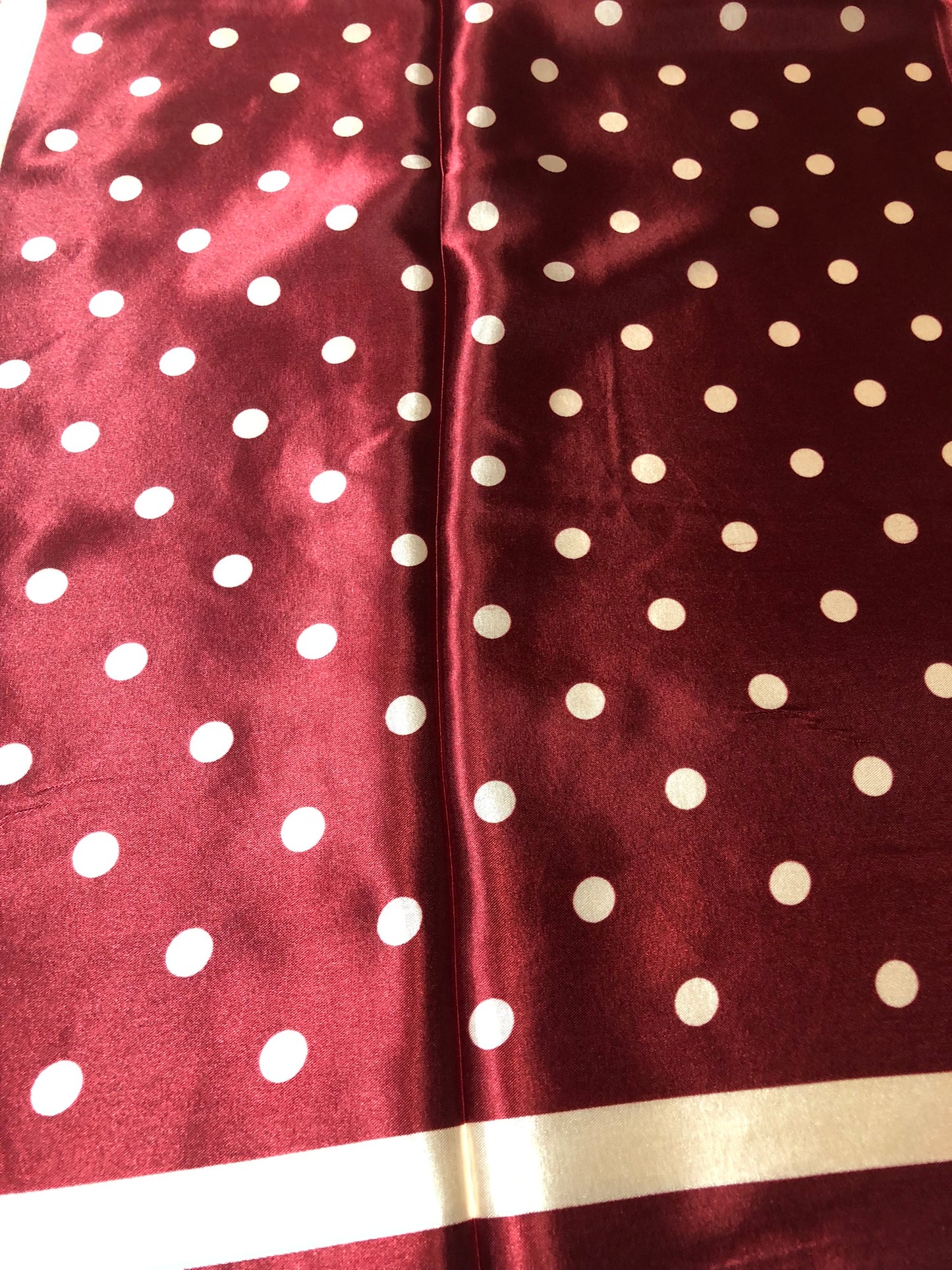 Burgundy Polka Dot Satin Square scarf