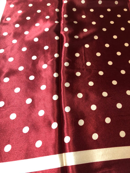 Burgundy Polka Dot Satin Square scarf