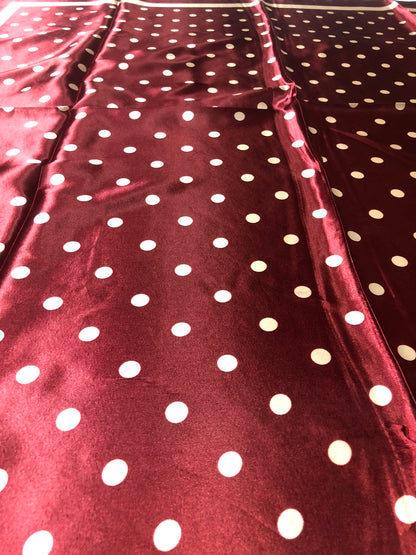 Burgundy Polka Dot Satin Square scarf