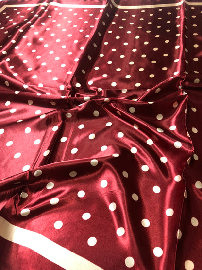 Burgundy Polka Dot Satin Square scarf
