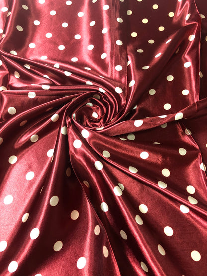 Burgundy Polka Dot Satin Square scarf