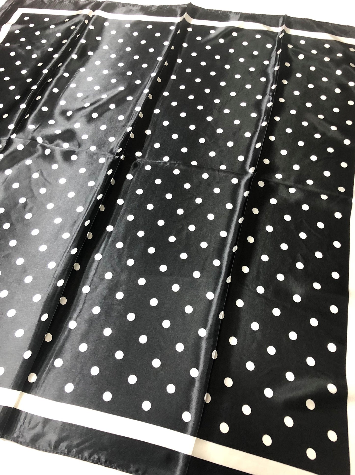 Black Polka Dot Satin Square scarf