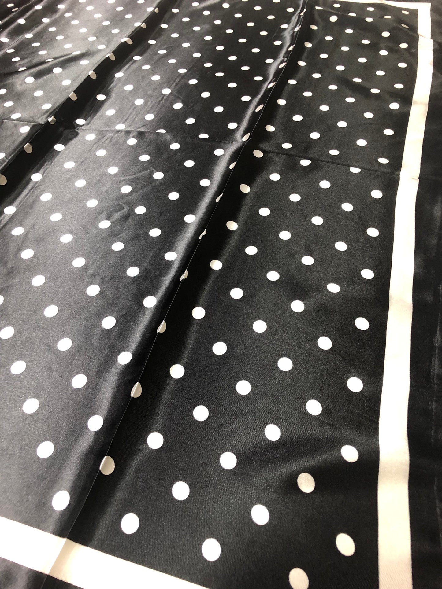Black Polka Dot Satin Square scarf