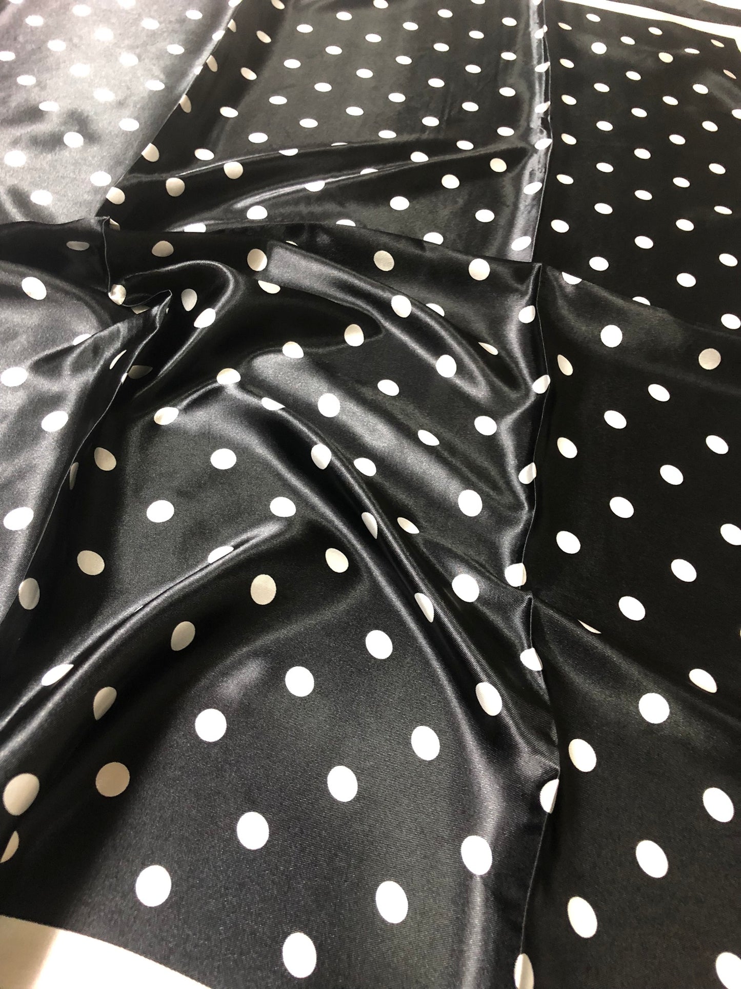 Black Polka Dot Satin Square scarf