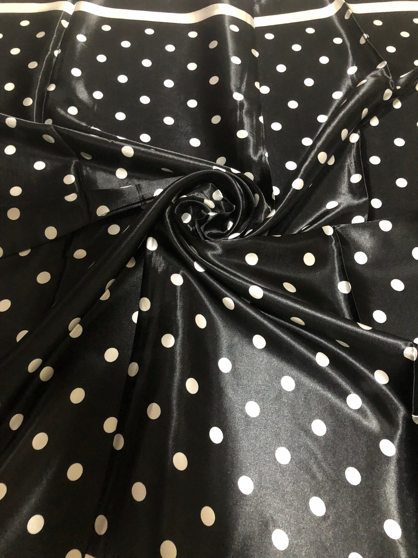 Black Polka Dot Satin Square scarf
