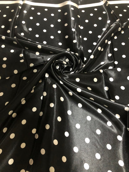 Black Polka Dot Satin Square scarf