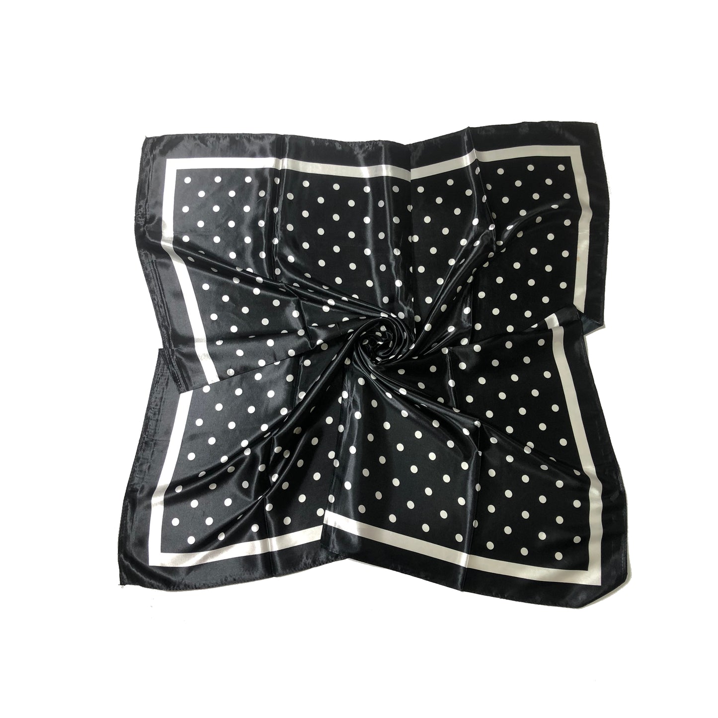 Black Polka Dot Satin Square scarf