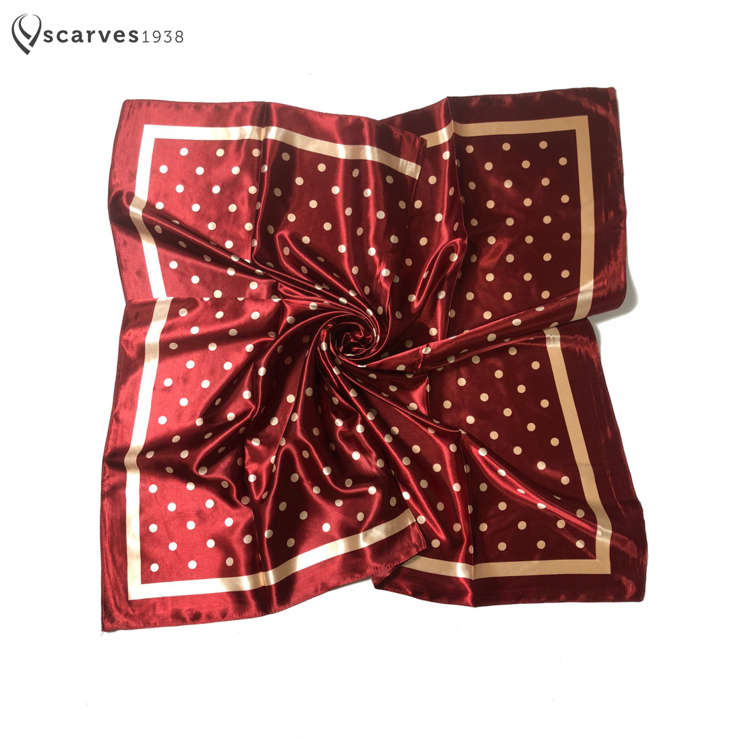 Burgundy Polka Dot Satin Square scarf