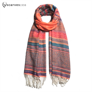 Colorful geometric pashmina scarf