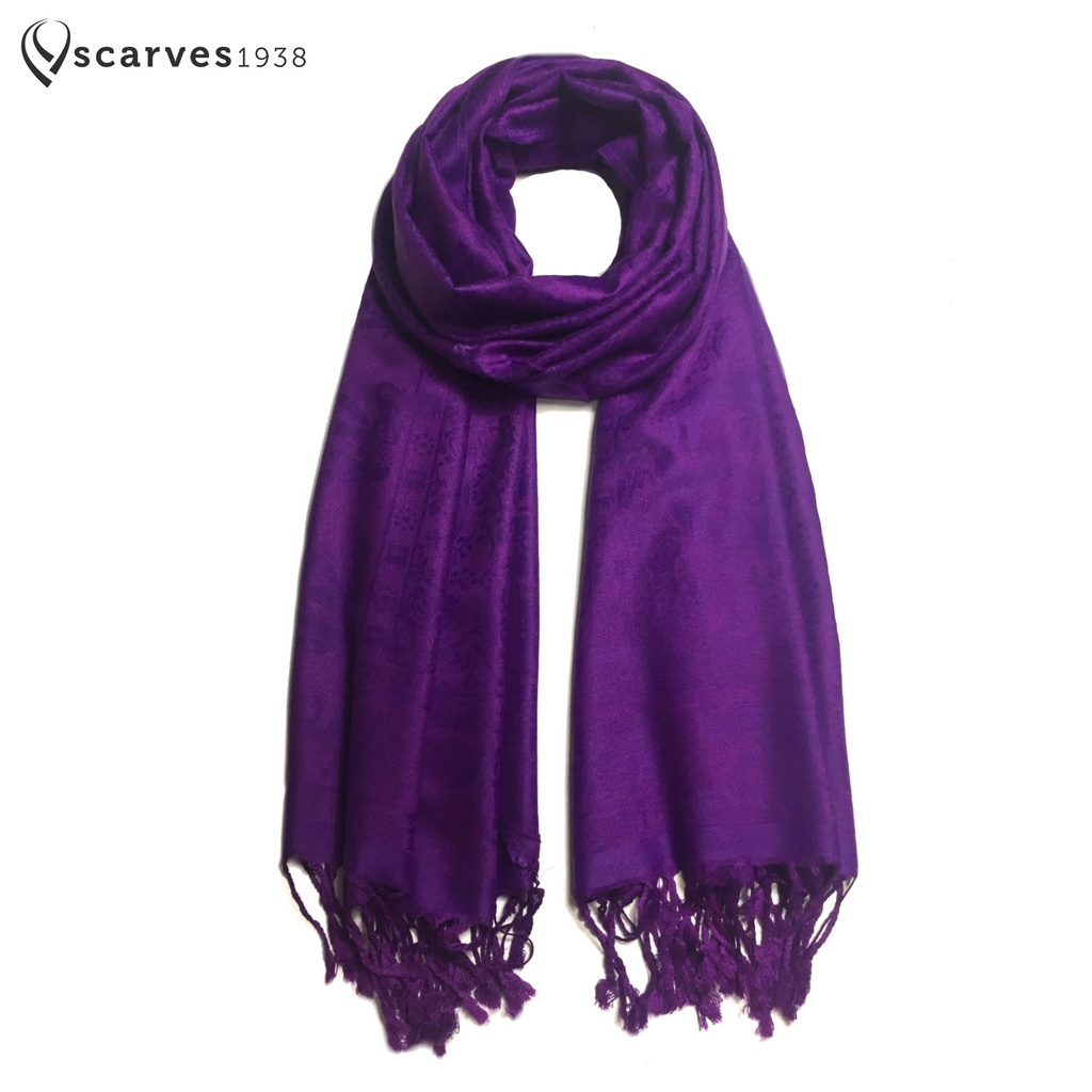 Purple elephant pashmina scarf