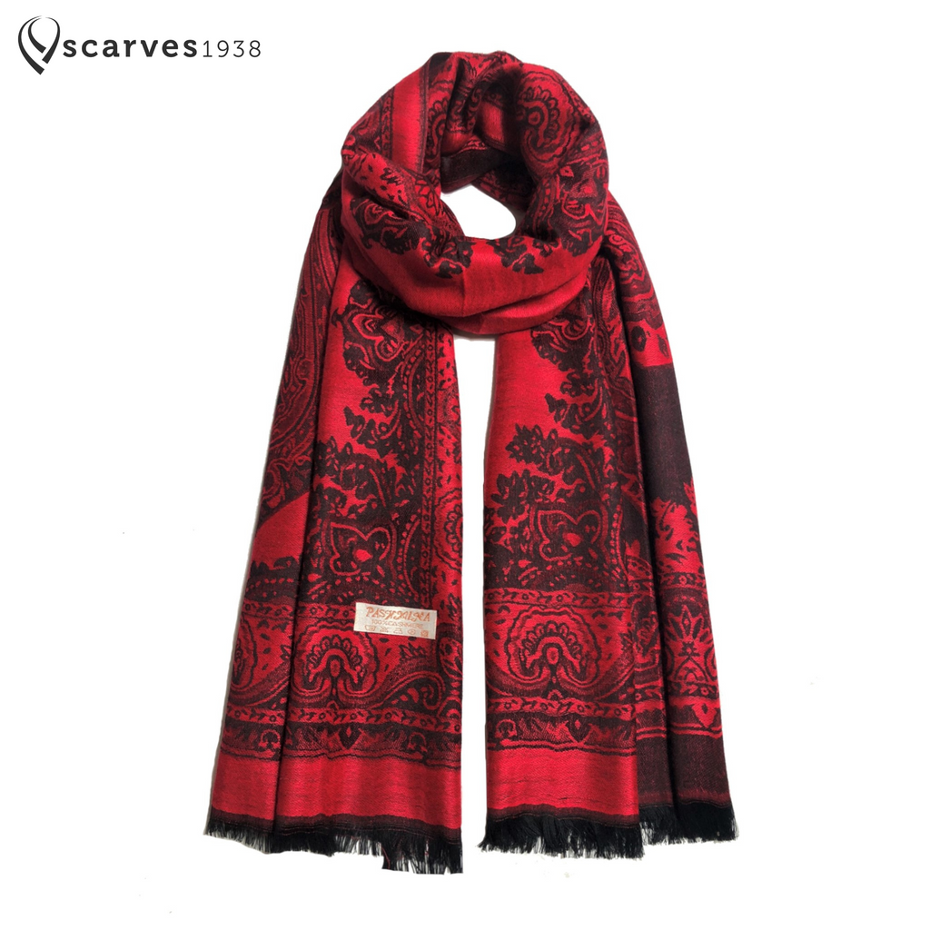 Reversible Red and black pashmina