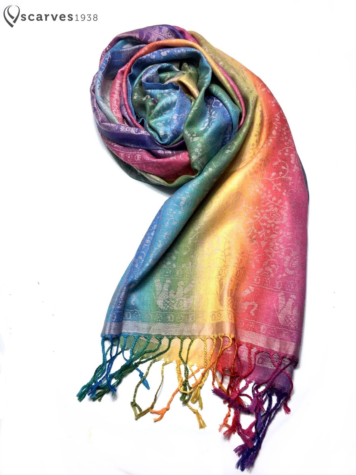 Colorful Pashmina Scarf, Elephant Rainbow scarf, rave accessories, festival scarf, scarves1938