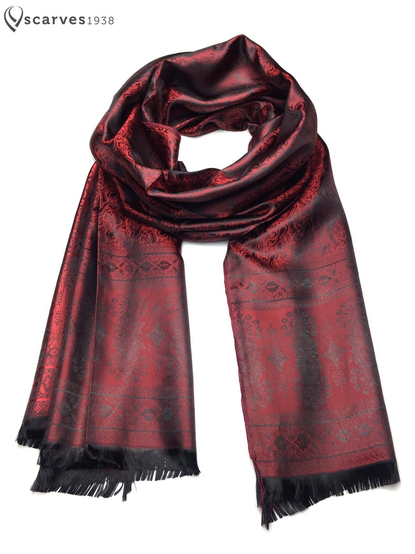 Red Silk Scarf For Her Gifts Paisley