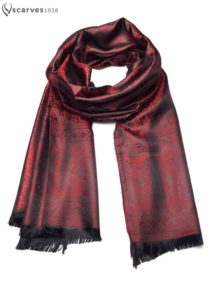 Red Silk Scarf For Her Gifts Paisley