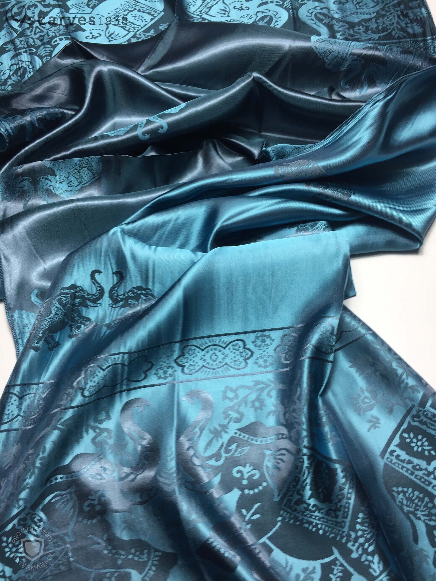 Silk Scarf Blue Elephant Lover Wraps Shawls