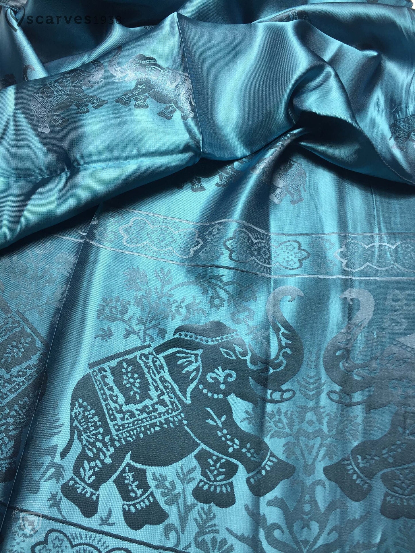 Silk Scarf Blue Elephant Lover Wraps Shawls