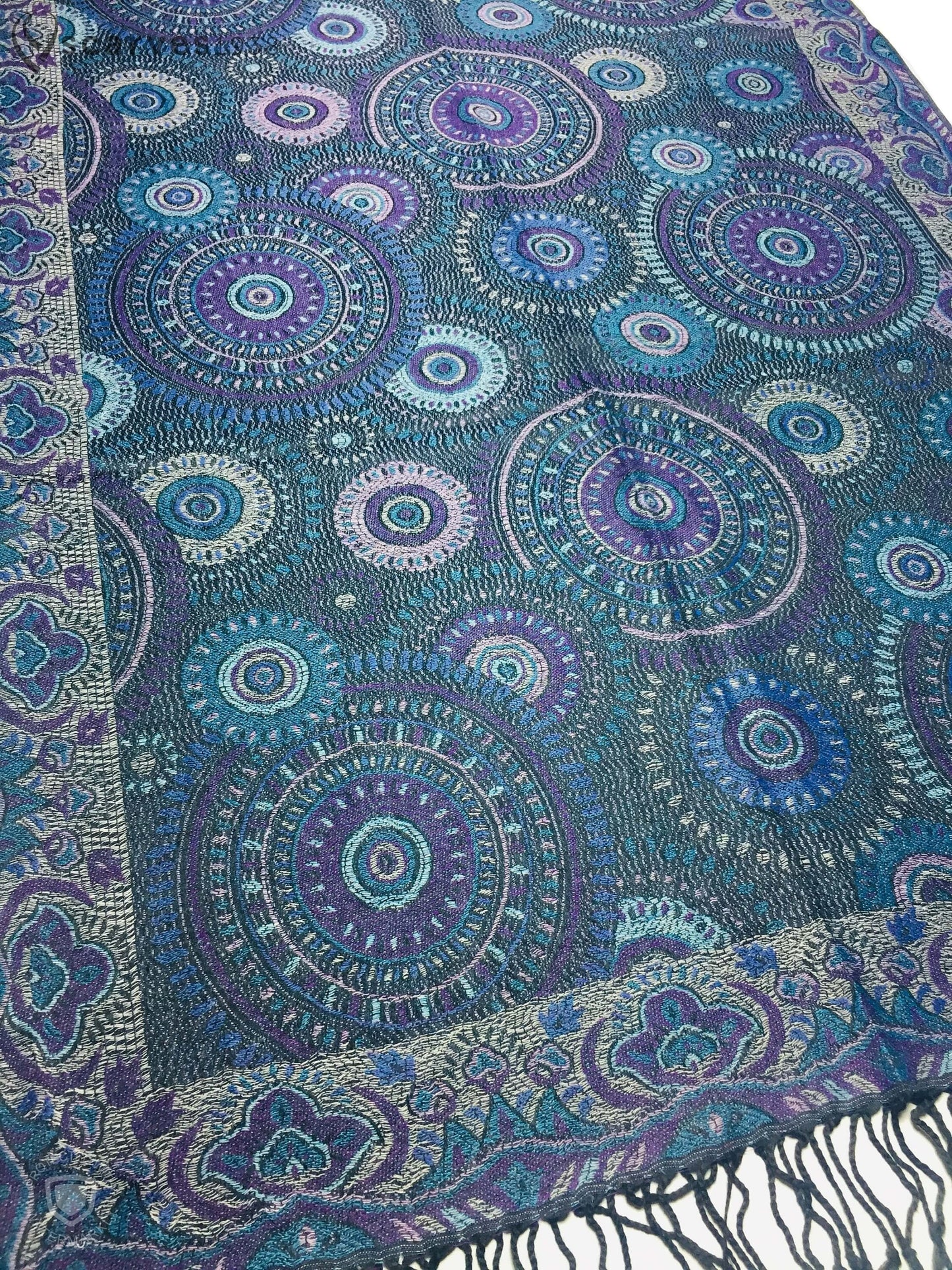 Mandala Blue Pashmina Purple Scarf Circles Turban