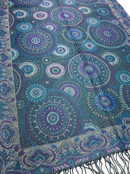 Mandala Blue Pashmina Purple Scarf Circles Turban