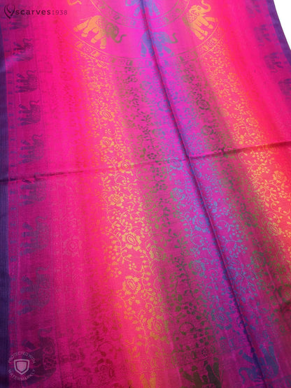 Colorful Pashmina Scarf Fuchsia Rainbow Wrap Elephant