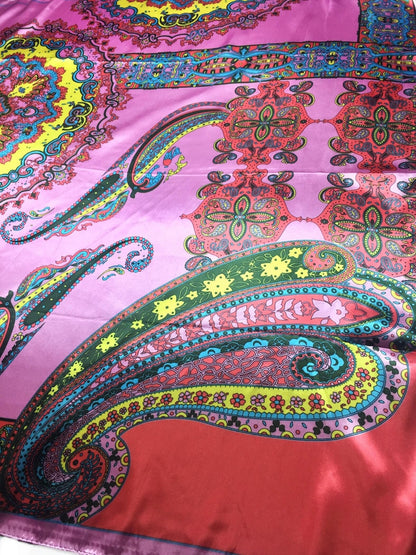Pink Satin Scarf Square Wrap Silky Bandana