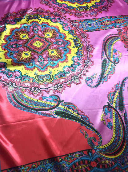 Pink Satin Scarf Square Wrap Silky Bandana