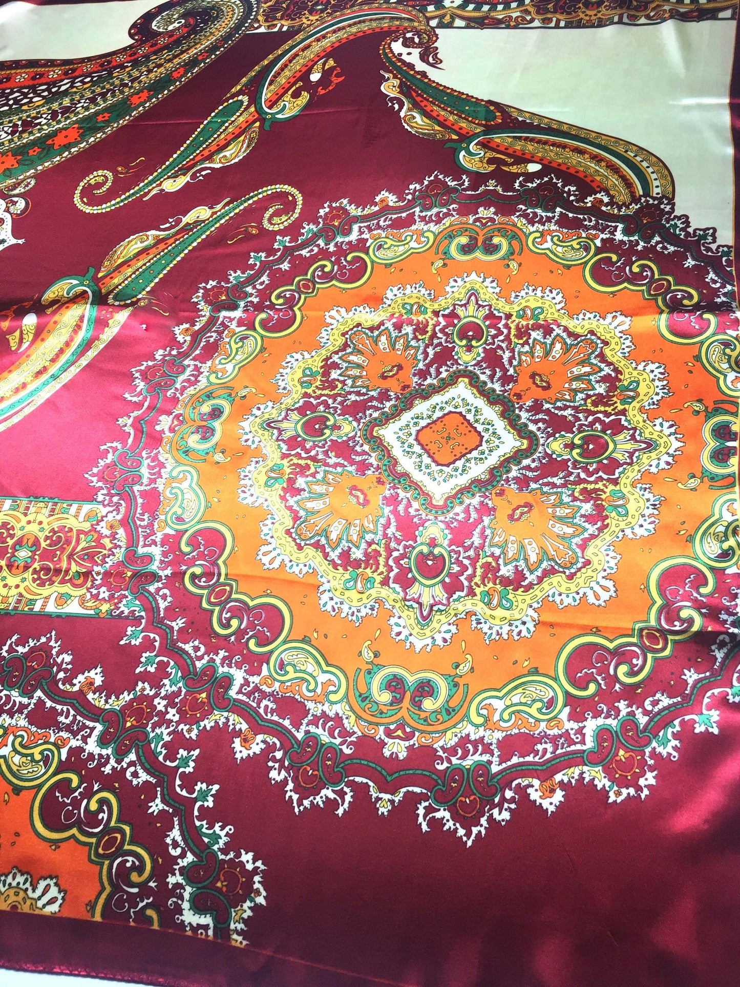 Artistic Satin Scarf Square Wrap Silk Headscarf