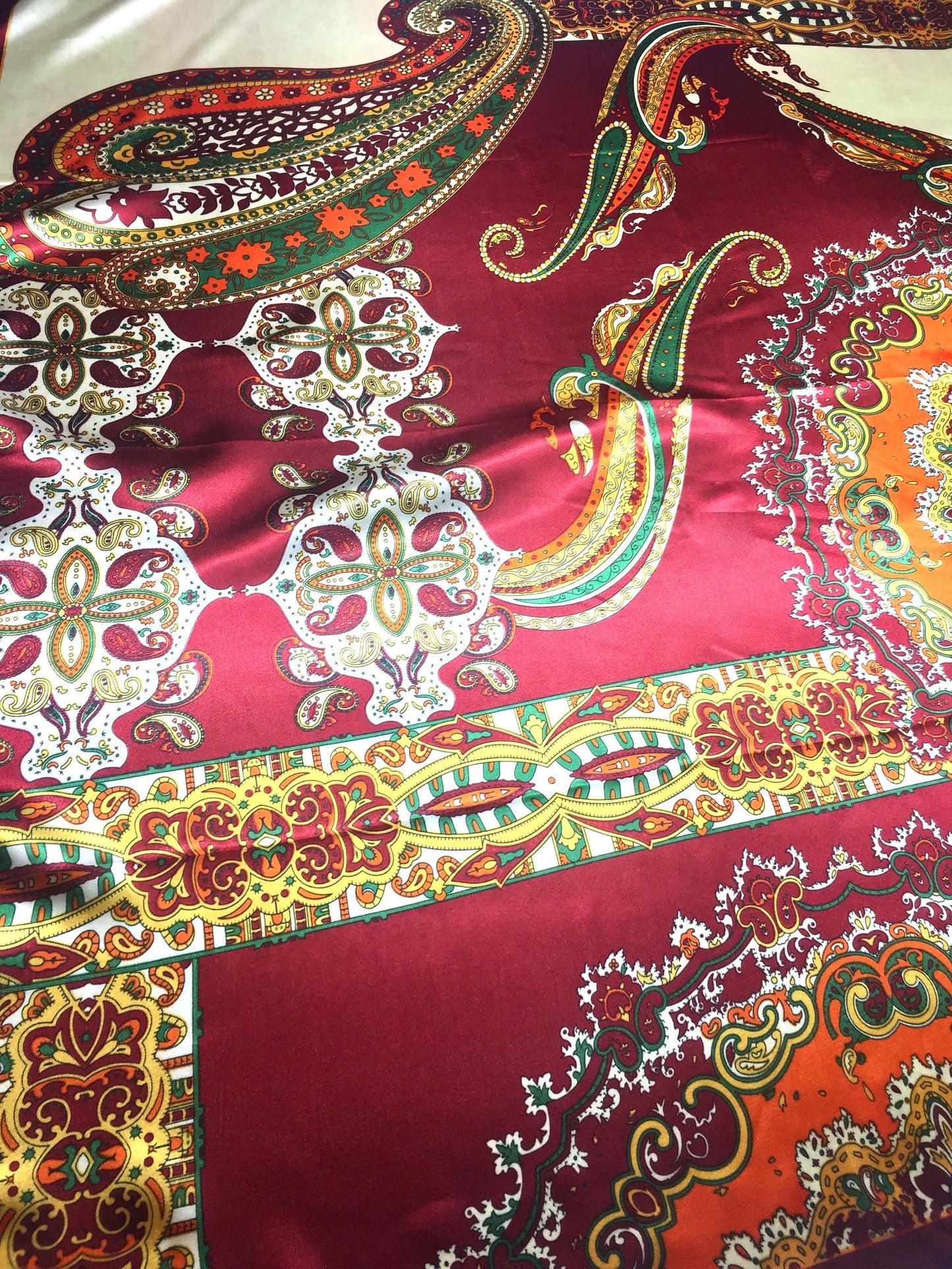 Artistic Satin Scarf Square Wrap Silk Headscarf