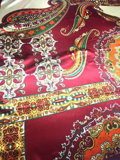 Artistic Satin Scarf Square Wrap Silk Headscarf