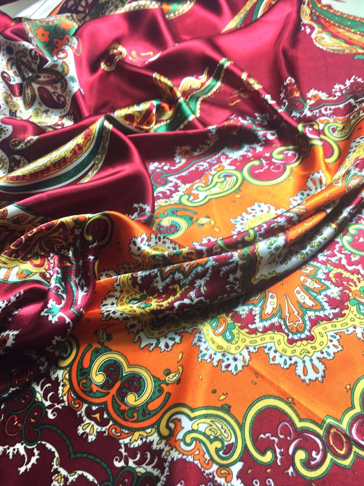 Artistic Satin Scarf Square Wrap Silk Headscarf