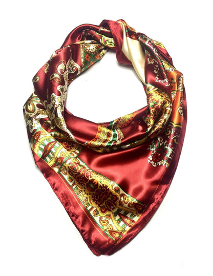 Artistic Satin Scarf Square Wrap Silk Headscarf