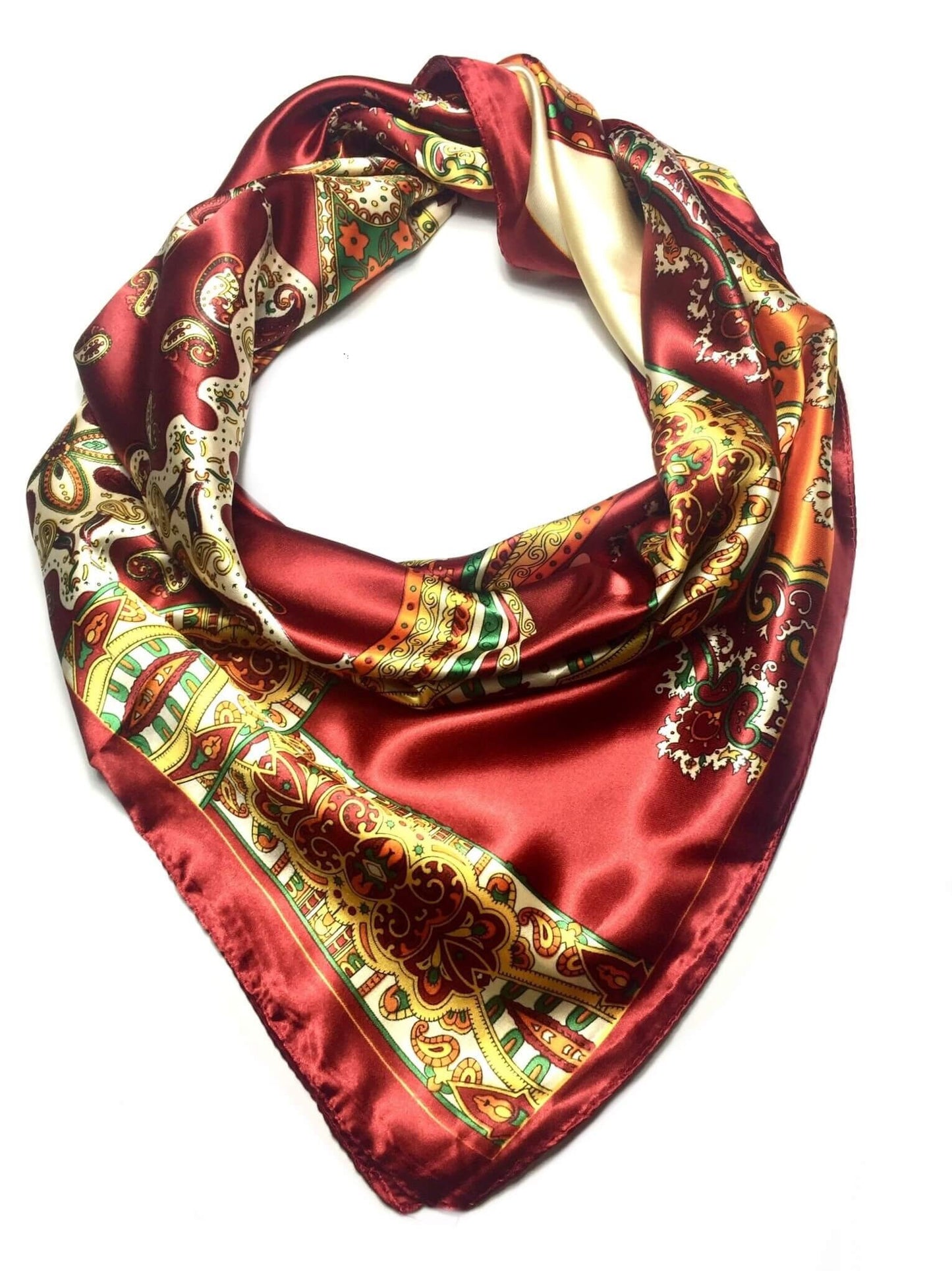 Artistic Satin Scarf Square Wrap Silk Headscarf