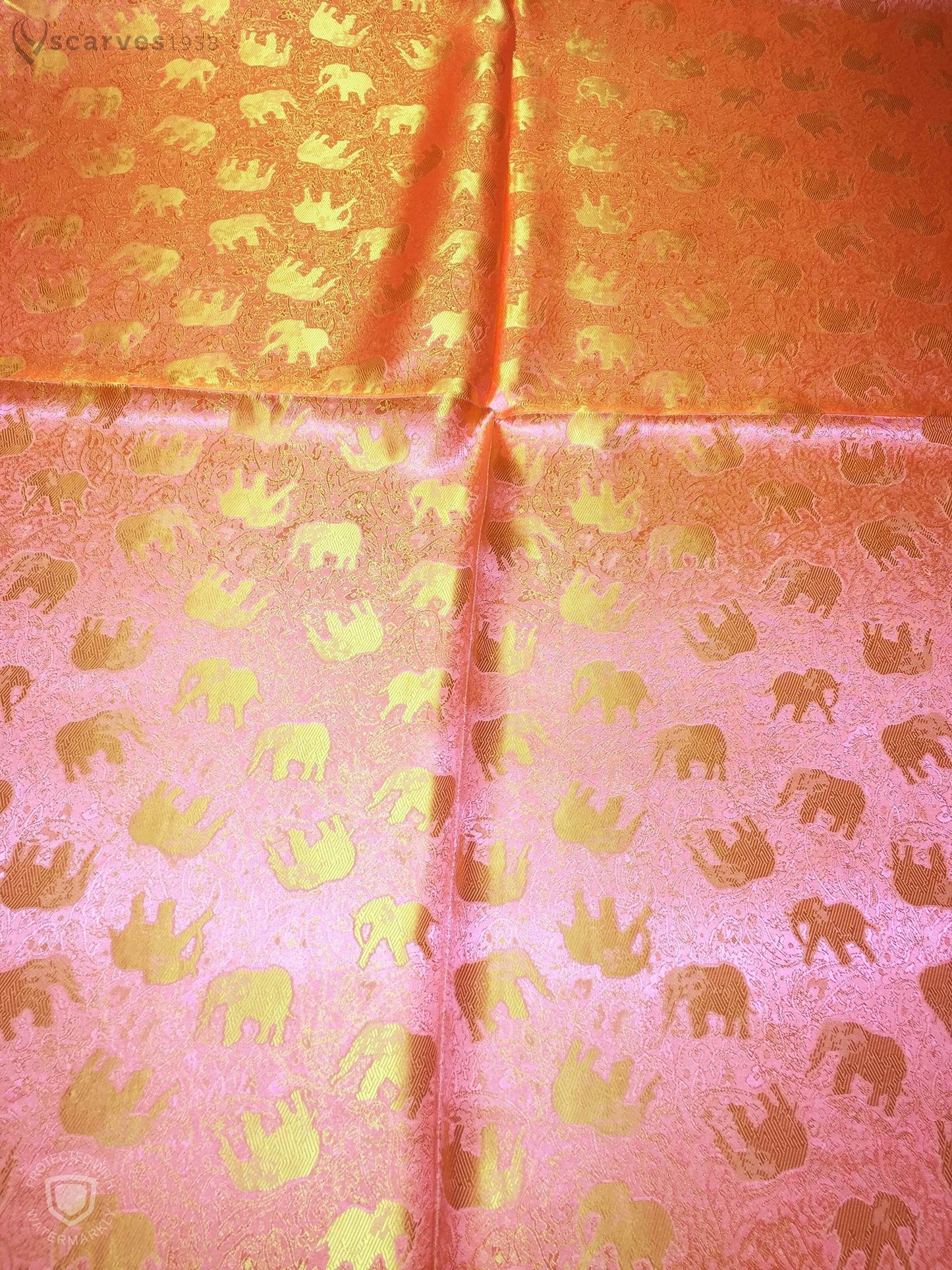 Orange Silk Scarf Designer For Her Elephants