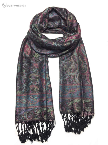 Pashmina Scarf Paisley Black Cashmere Wrap