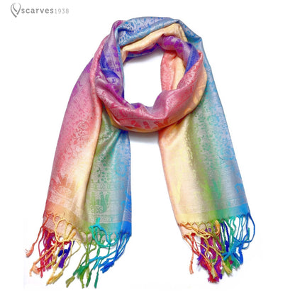 Colorful Pashmina Scarf, Elephant Rainbow scarf, rave accessories, festival scarf, scarves1938