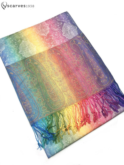 Paisley Colorful Reversible Pashmina Scarf For Tribal
