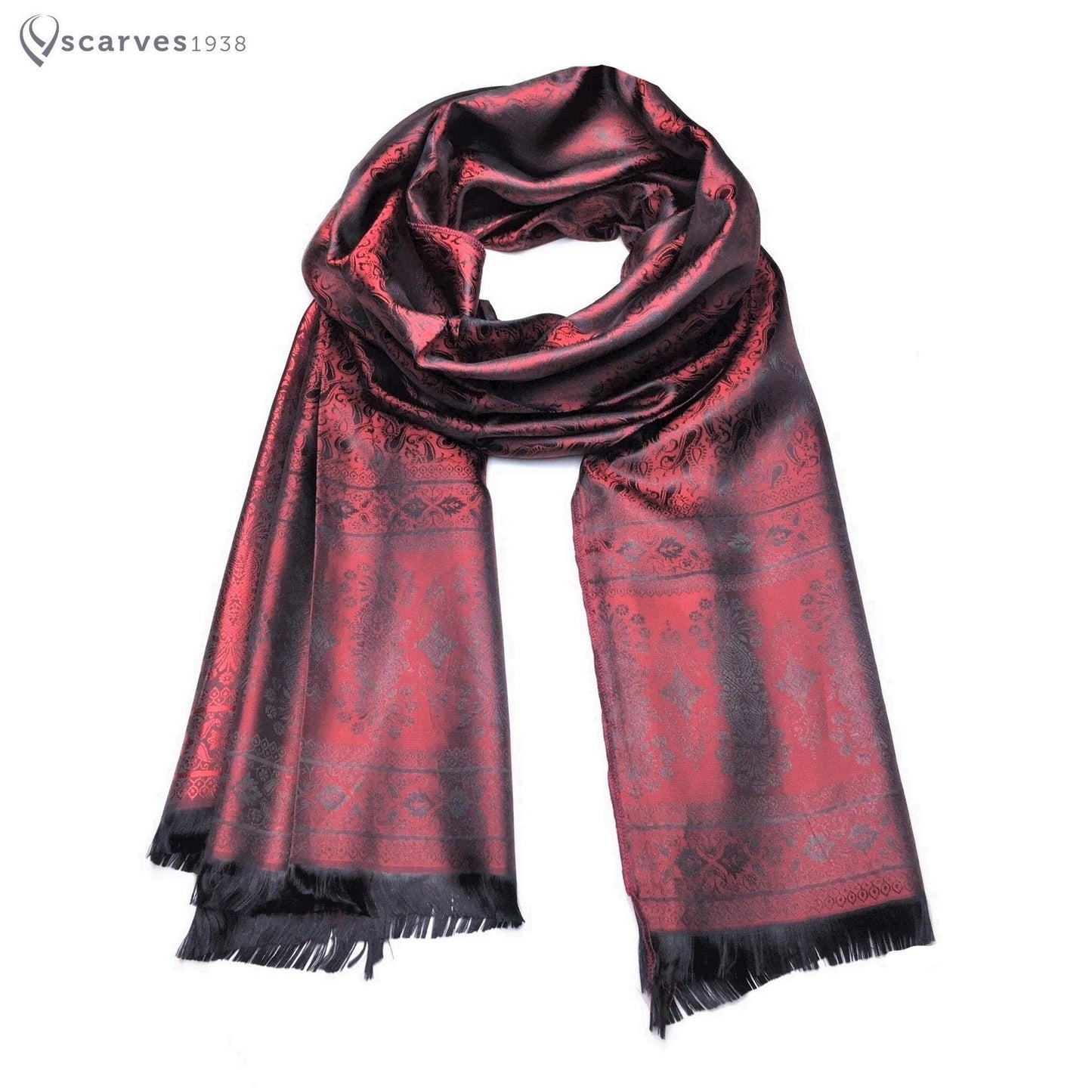 Red Silk Scarf For Her Gifts Paisley
