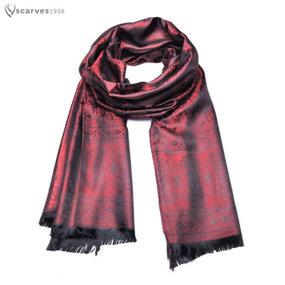 Red Silk Scarf For Her Gifts Paisley
