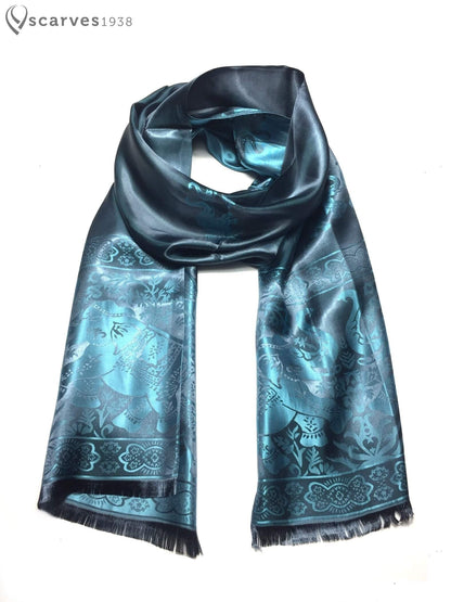 Silk Scarf Blue Elephant Lover Wraps Shawls