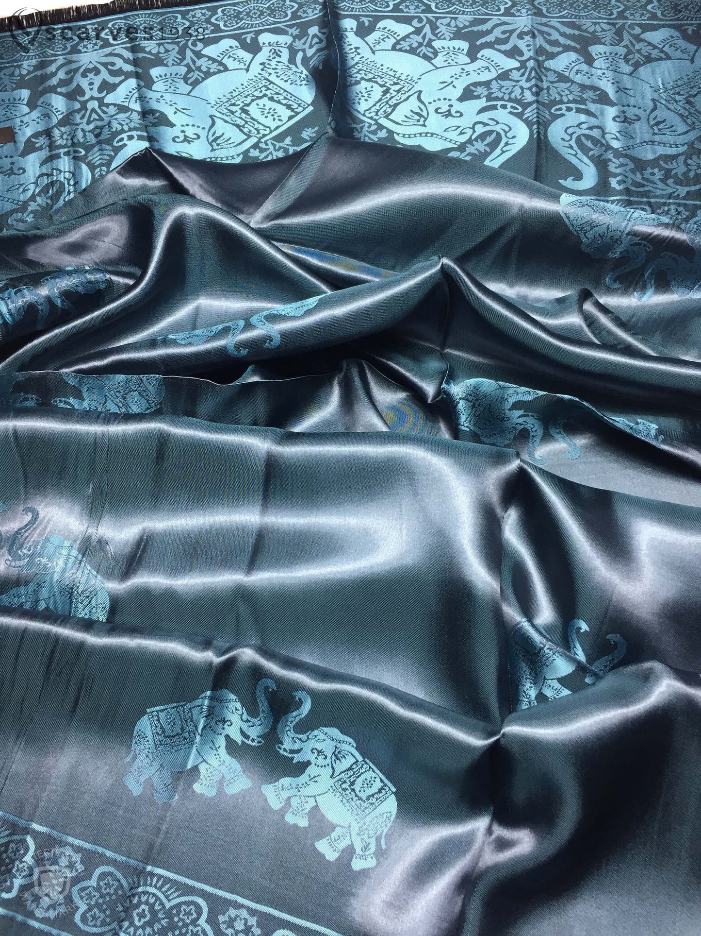 Silk Scarf Blue Elephant Lover Wraps Shawls