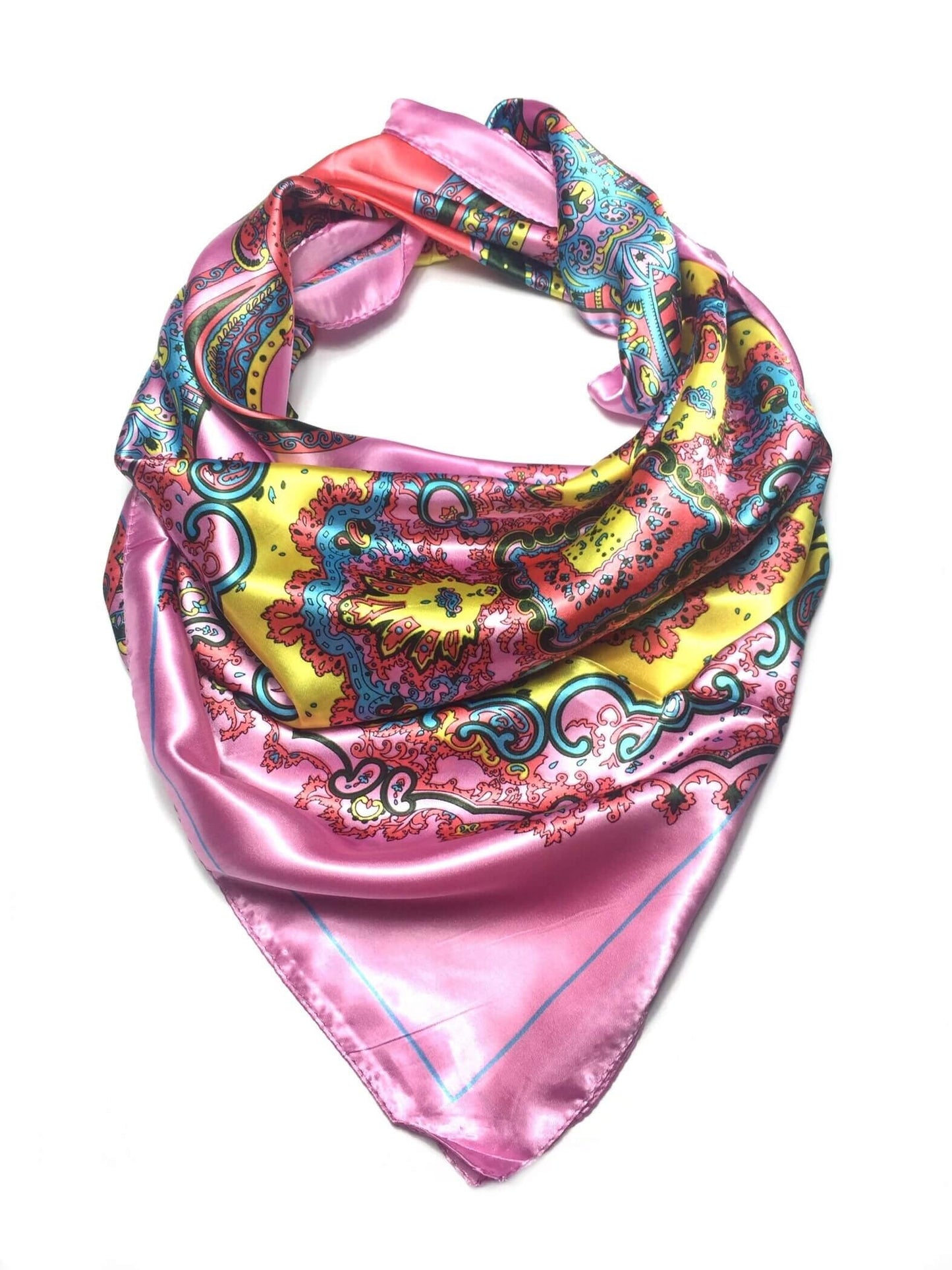 Pink Satin Scarf Square Wrap Silky Bandana