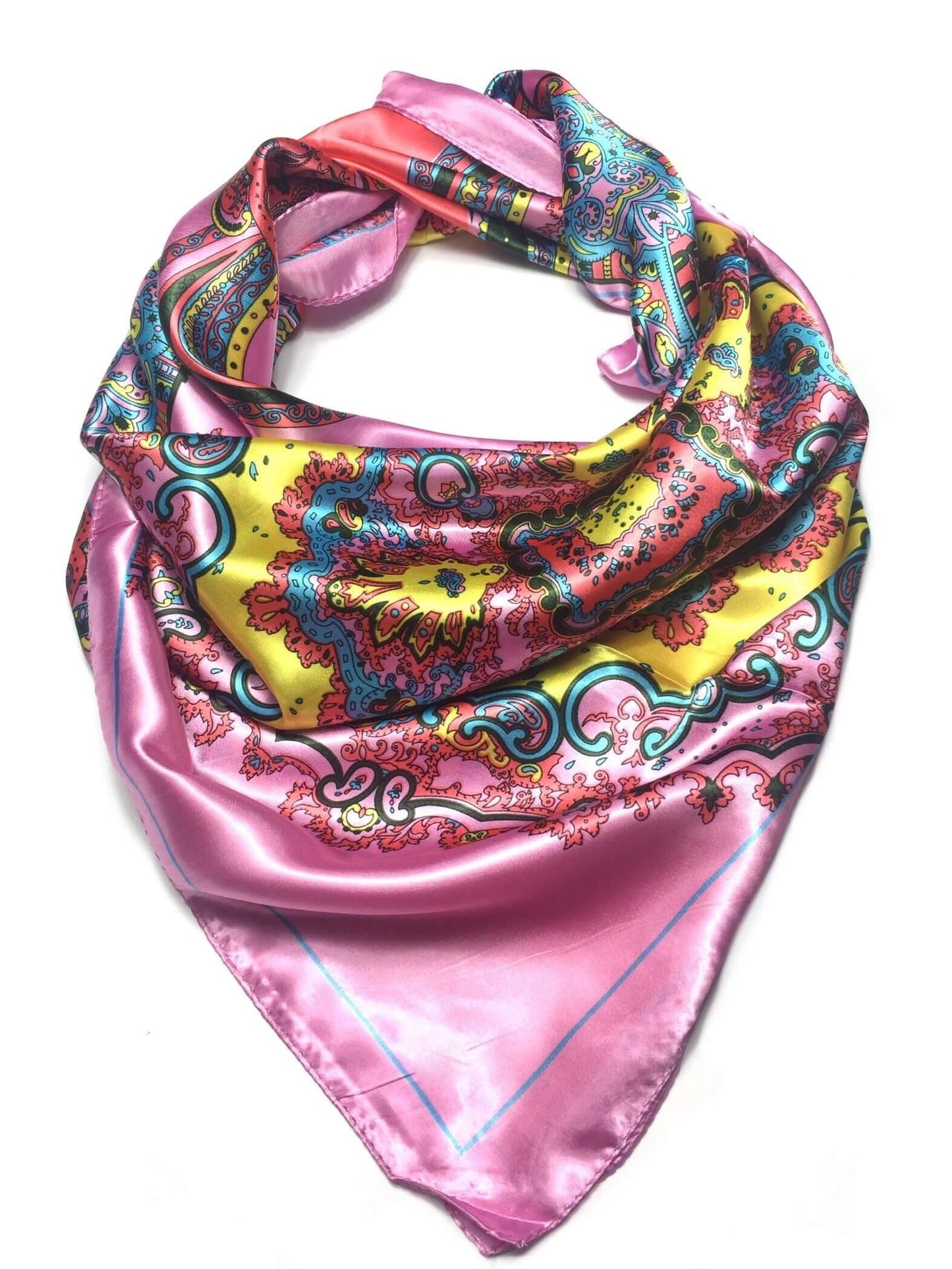 Pink Satin Scarf Square Wrap Silky Bandana