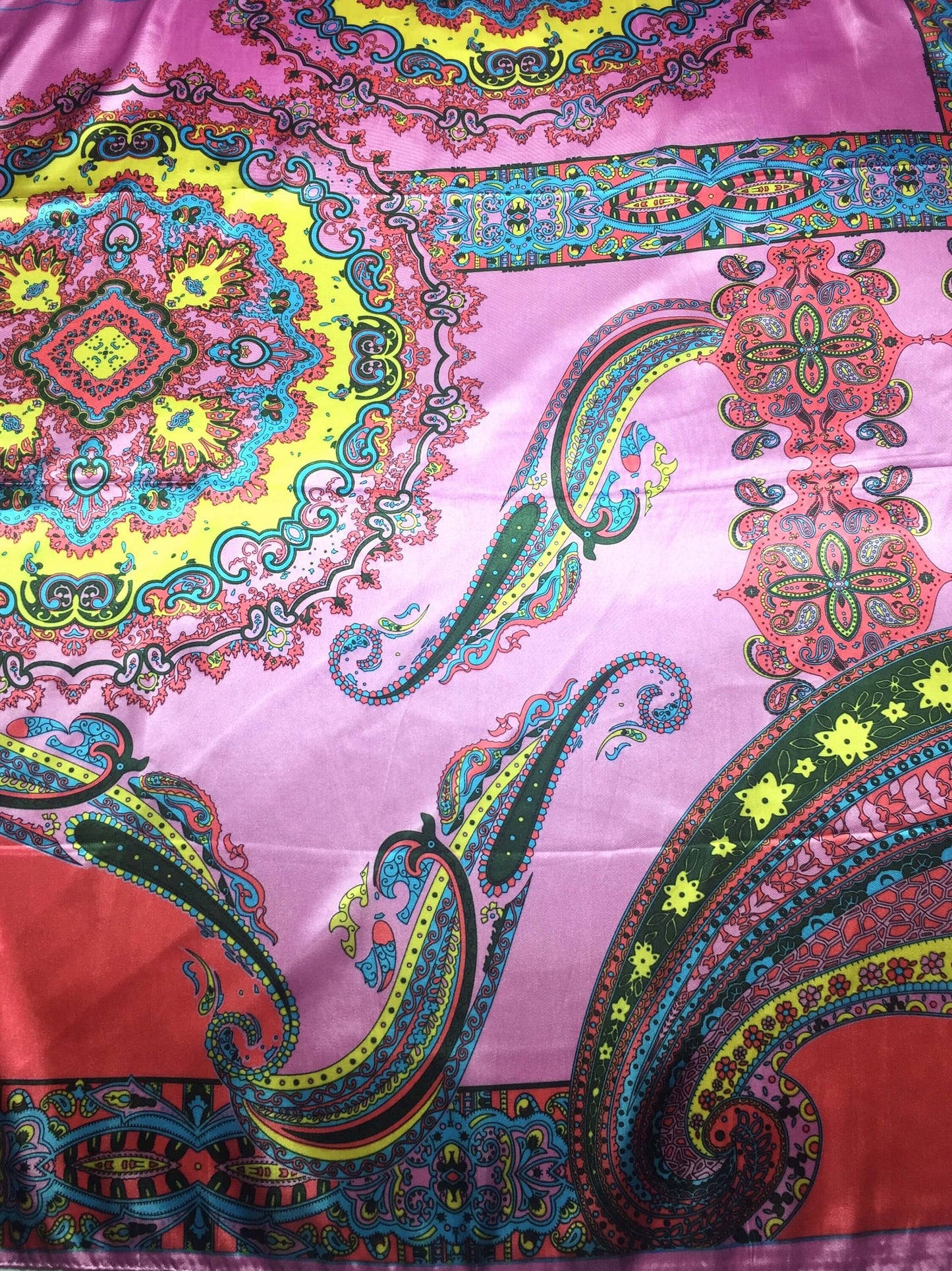 Pink Satin Scarf Square Wrap Silky Bandana
