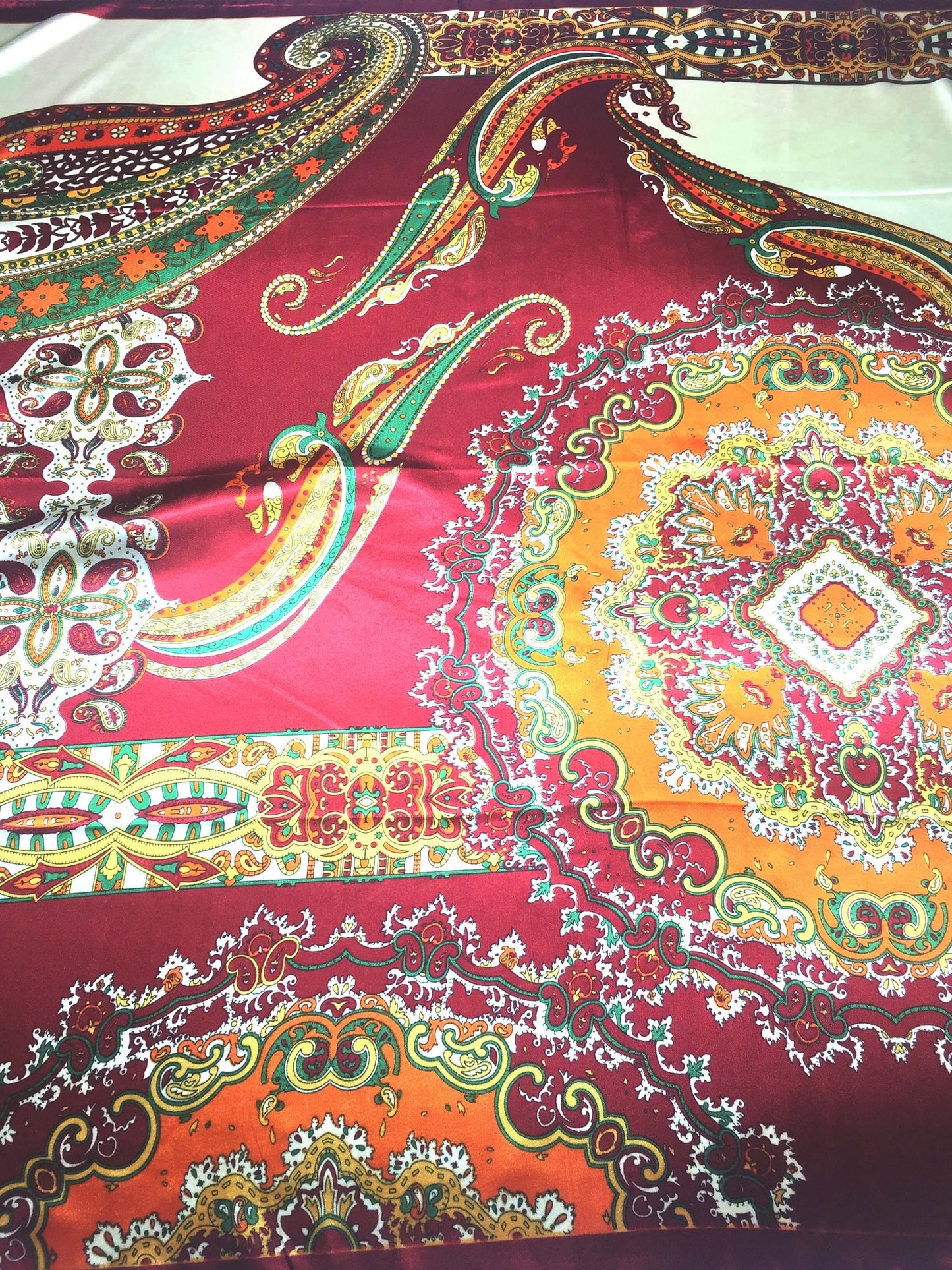 Artistic Satin Scarf Square Wrap Silk Headscarf