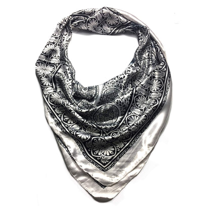 White/Gray Satin Square Scarf