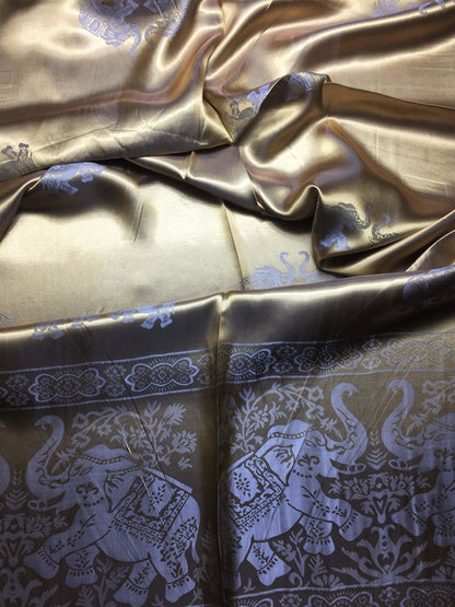 Silk Scarf For Her Gold Elephant Lover