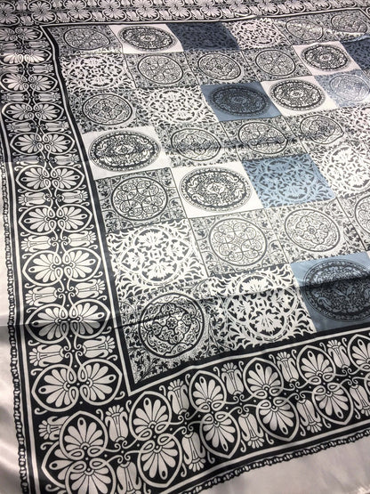 White/Gray Satin Square Scarf